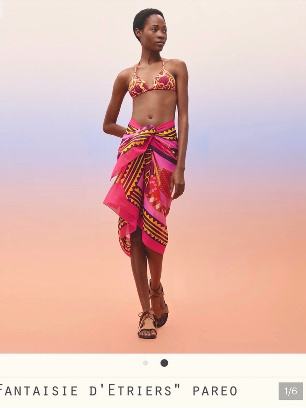 Hermes Pink and Yellow Printed Pareo Hermes